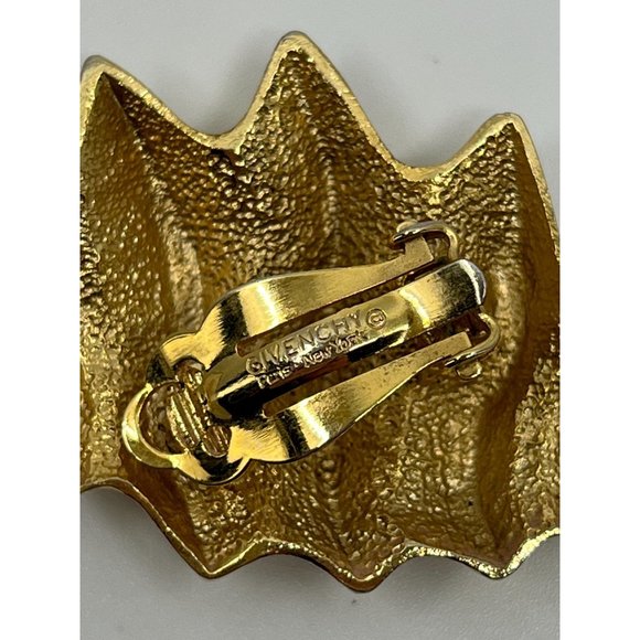 Vintage Givenchy 80s Modernist Clip on Gold Tone Large Statement Earrings - Picture 3 of 4